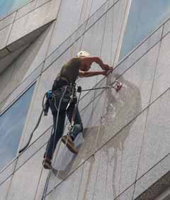 man cleaning the building