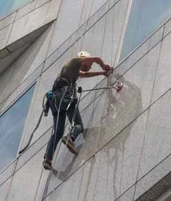 man cleaning the building