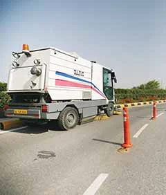 mechanized sweeping on the road