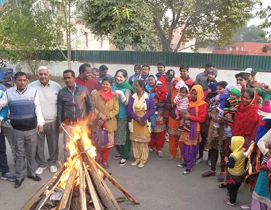 staff members celebrating the auspicious occasion of Lohri